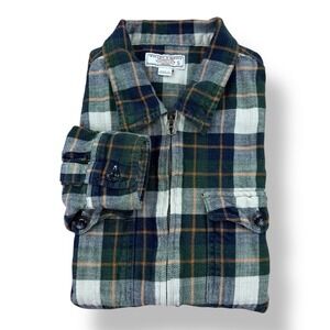 Wallace & Barnes Small Plaid Cotton‎ Shacket Zip Jacket Green Orange Blue Cream